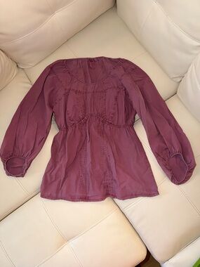 Sundance Plum Peasant Blouse with Pintuck Detail
